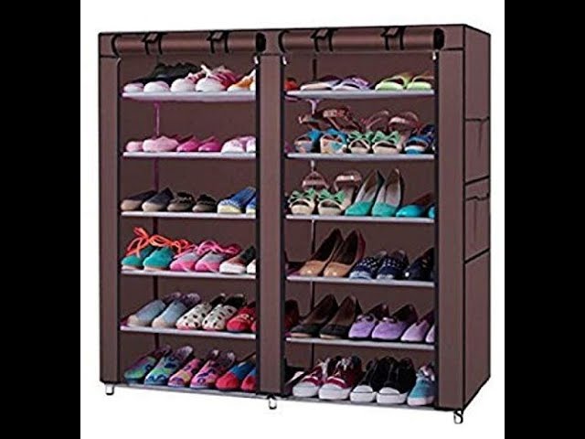 Txt&Baz 27-Pairs Portable Boot Rack Double Row Shoe Rack Covered With  Nonwoven Fabric(7-Tiers Black)