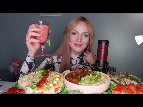 Видео: MUKBANG | 2 салата, пюре, гуляш, тарталетки, бутерброды | salads, potatoes with meat, snacks не ASMR