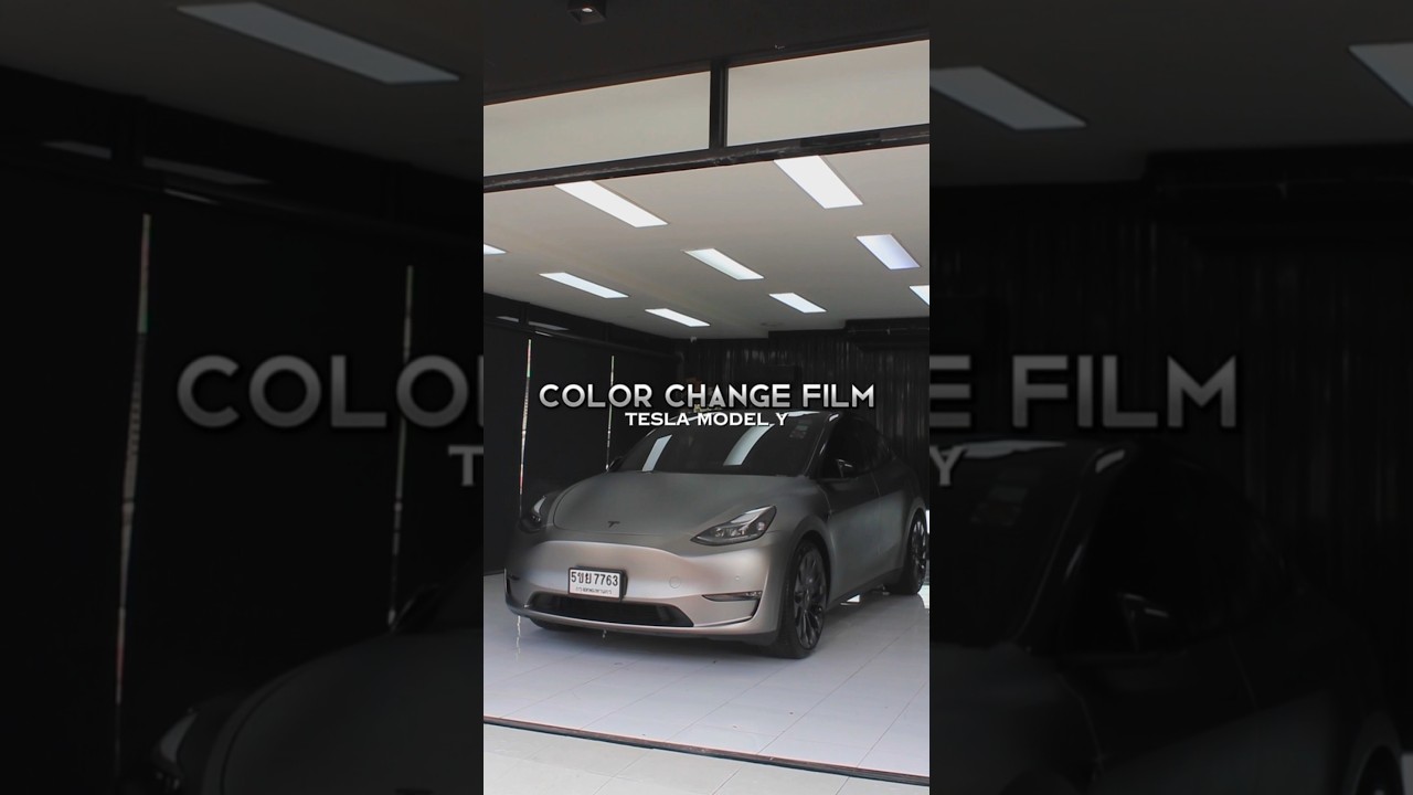 Tesla model y color change film with matte liquid silver 