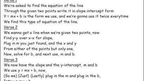 Write equation of line through two points song