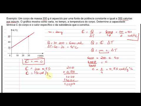 Exercícios sobre Calorimetria (calor específico, capacidade térmica) Cont. Aula 1