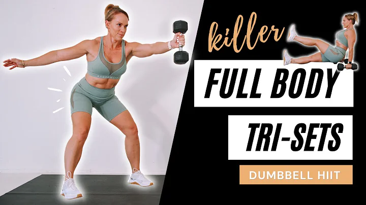 40 MIN KILLER DUMBBELL HIIT | Full Body Tri Set Workout // Burn Calories & Have Fun!