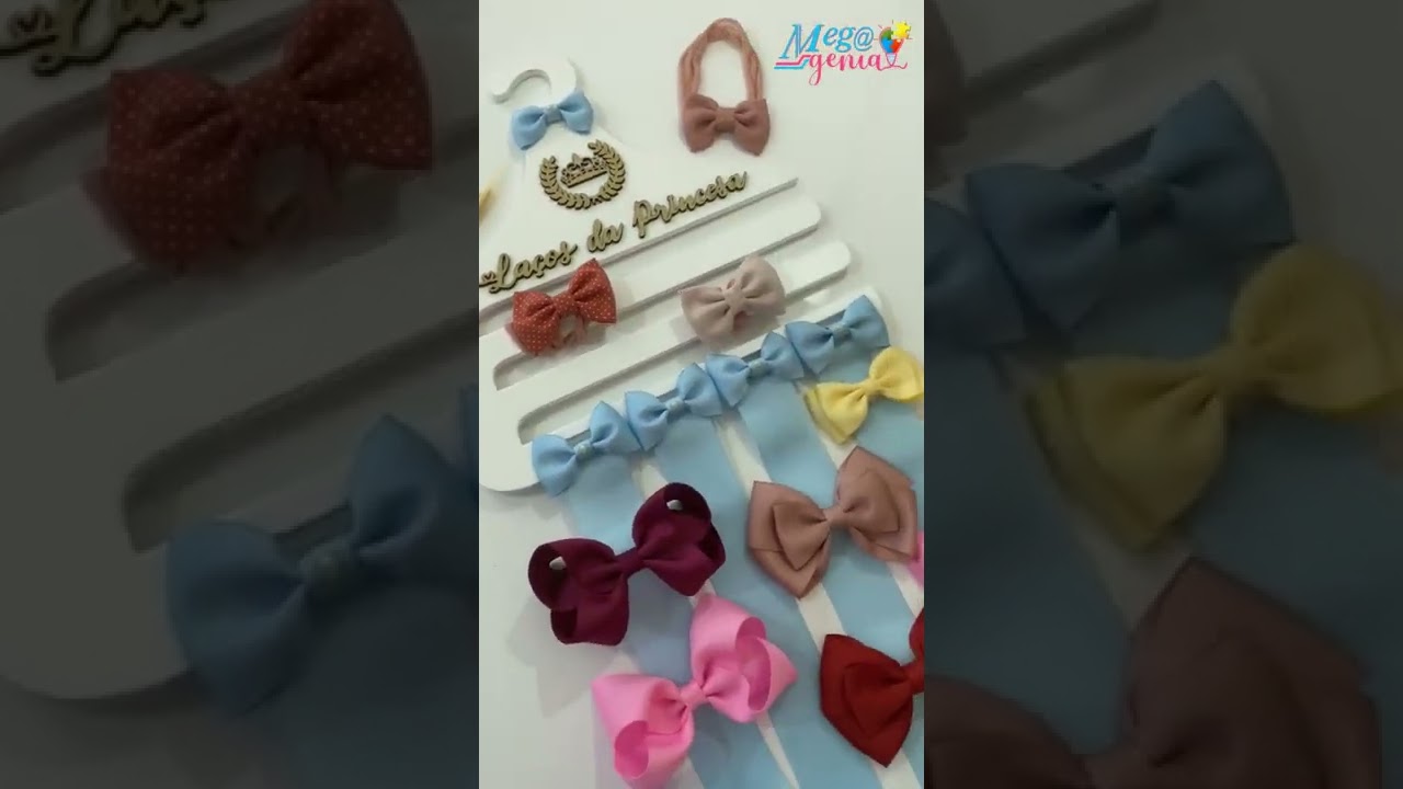 PORTA LAÇO E FAIXA DE CABELO CABIDE MDF COM APLIQUE 4 FITAS -