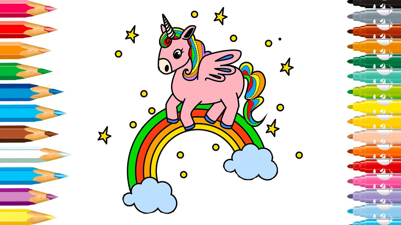 Как рисовать единорога на радуге