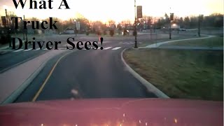 What a truck driver sees,a roundabout, narrow on ramp, and construction zone