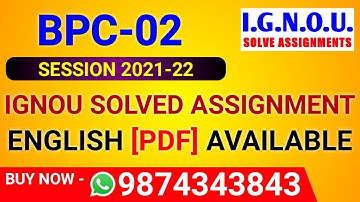 BPC 2 Solved Assignment 2021-22 in English, BPC-002 Solved Assignment 2022, BPC 2 Assignment