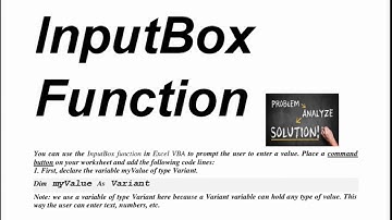 This Excel tutorial showcases how to InputBox Function