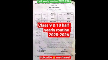 Class 9 & 10  half yearly exam routine  2025-2026#seba2026 #halfyearlyexam2025 #virel #trending