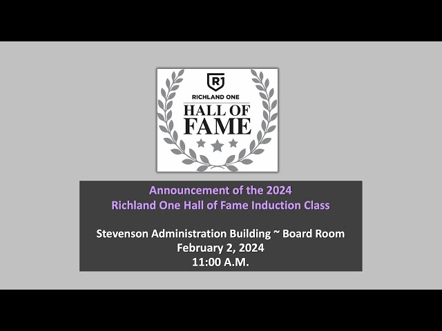 Announcement of the 2024 Richland One Hall of Fame Induction Class - YouTube