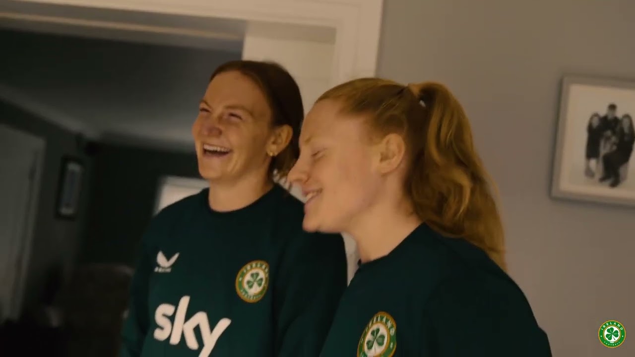 Courtney Brosnan and Amber Barrett surprise WNT Layla with gifts from Sky Ireland ☘️