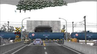 新新VRM3★雪景色レイアウト13 貨物交換駅追加工事その2 踏切動作試験