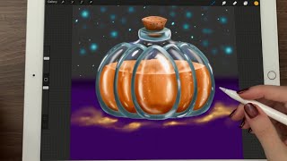 😴 iPad ASMR 🧡- Painting a Pumpkin Potion glass - Pure Whispering - Writing Sounds