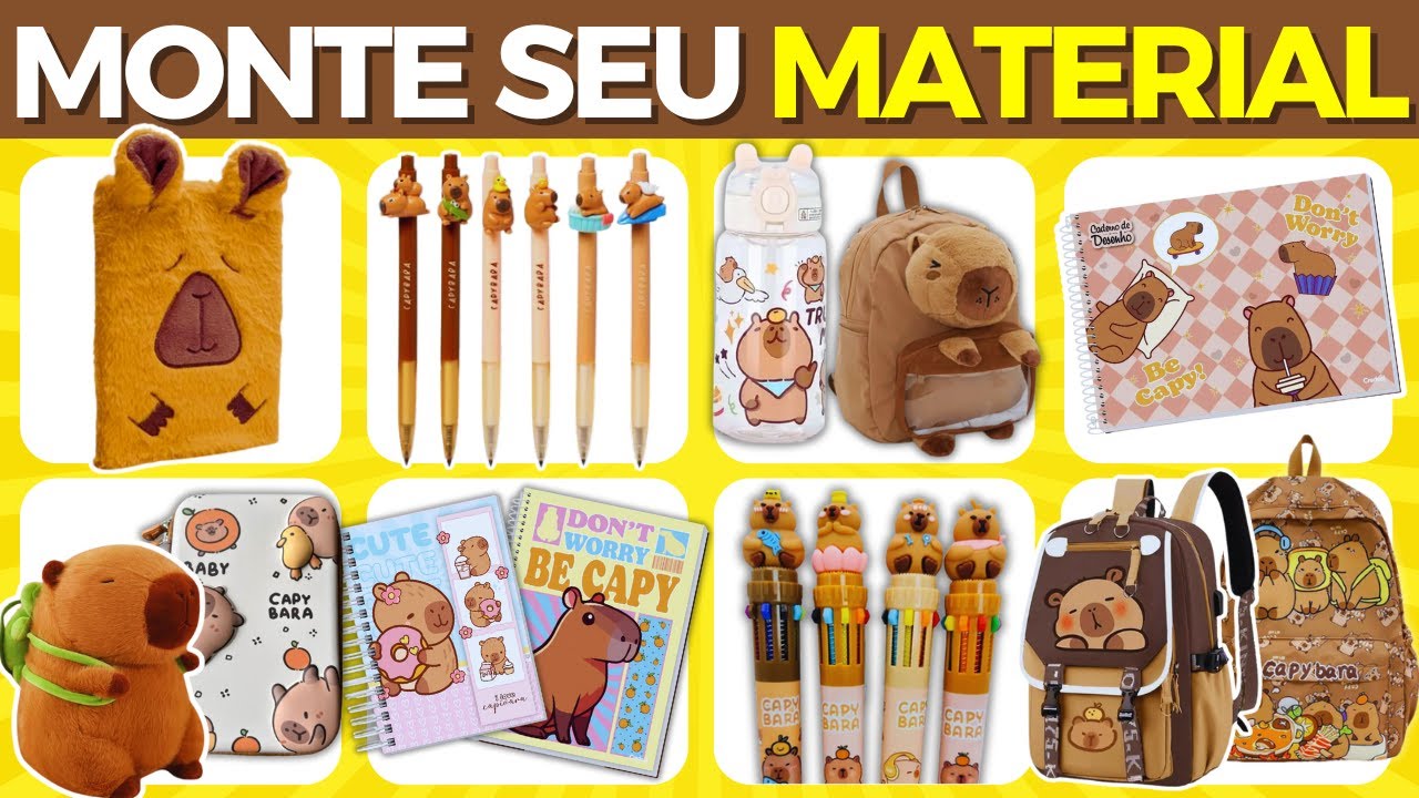 Monte seu Material Escolar 📚🐾 Edição: Capivaras | Escolhas Incríveis e Super Fofas #giragiraquiz