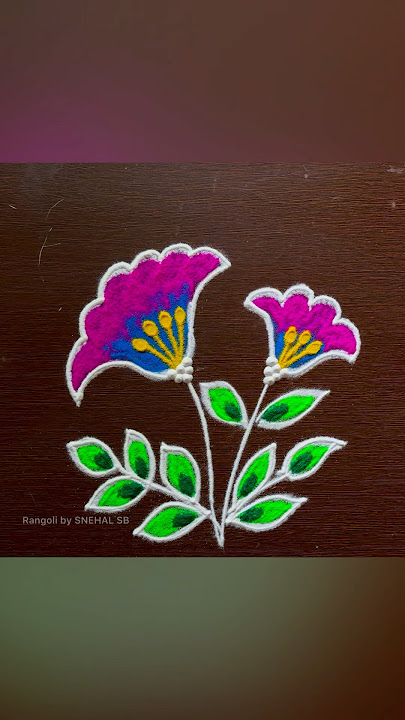 Pink flower rangoli 💕 Easy Rangoli design#shorts #rangoli #short #art #youtubeshorts