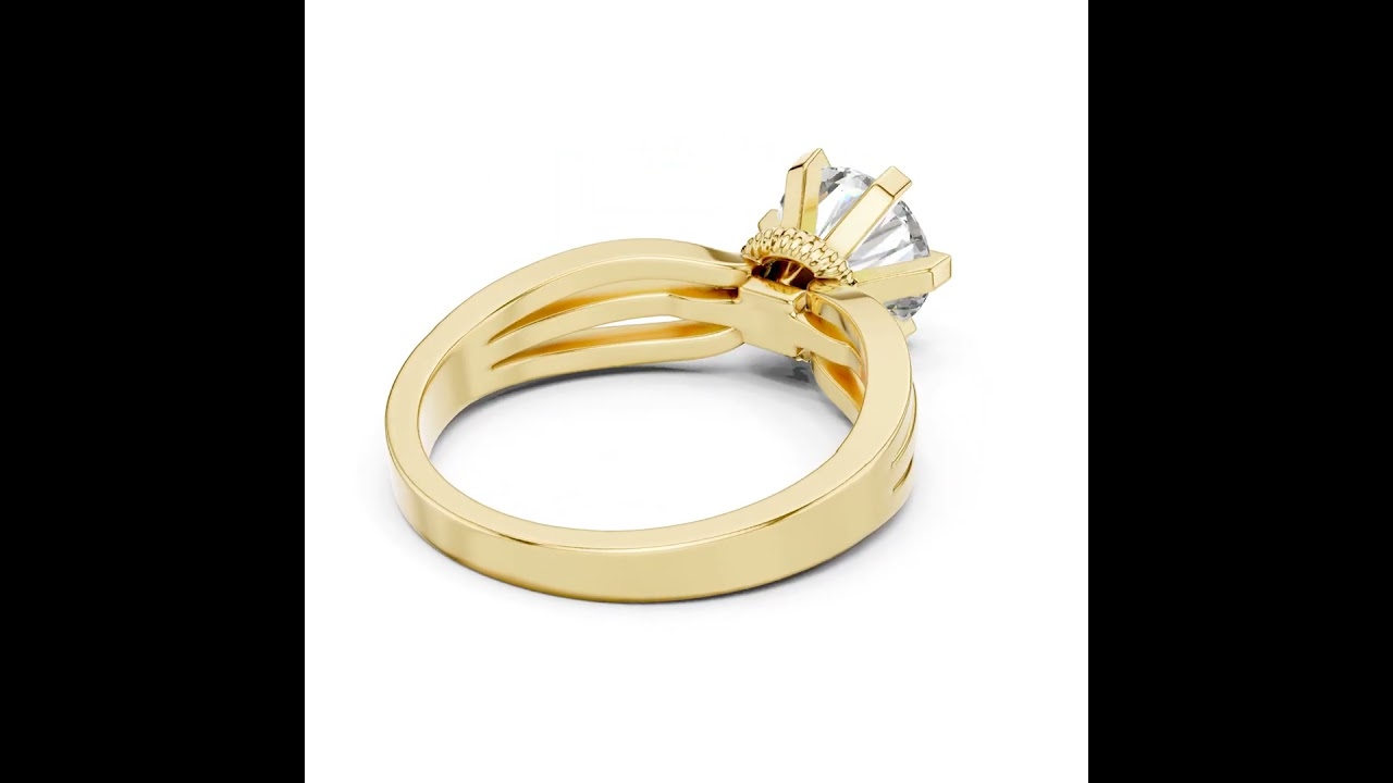 Round Cut Lab Diamond Solitaire Ring with Milgrain Rope Collar