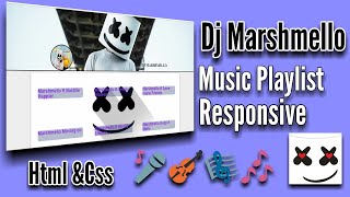 Marshmello Music playlist |HTML|CSS|RESPONSIVE