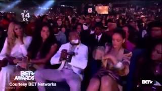Rihanna tapes up Floyd Mayweather's mouth at BET awards