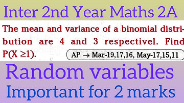Mean and variance of binomial distribution are 4 and 3||Inter 2nd Year Maths 2A@maths naresh eclass