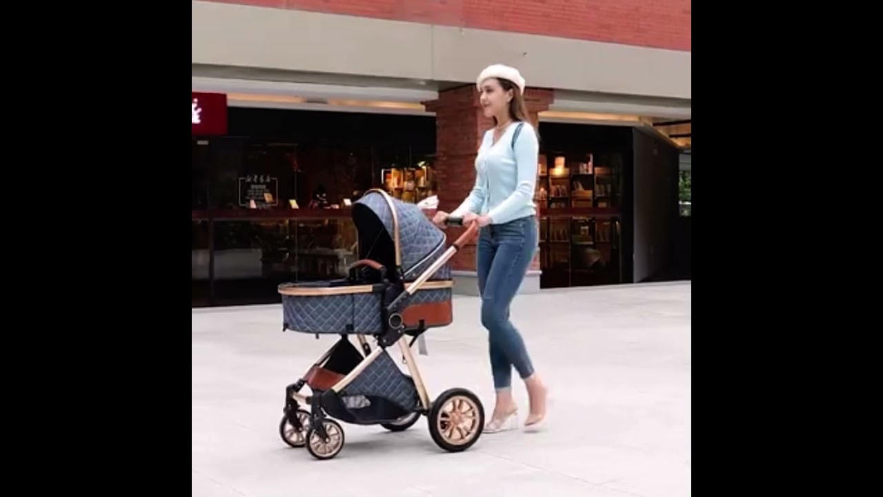 SMIXLVY Folding Pushchair Jogger Travel System 3 in 1, Baby Stroller Pram  Carriage Foldable Luxury Pushchair Stroller Absorption Springs High View