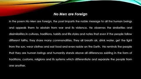 NO MEN ARE FOREIGN-- JAMES KIRKUP