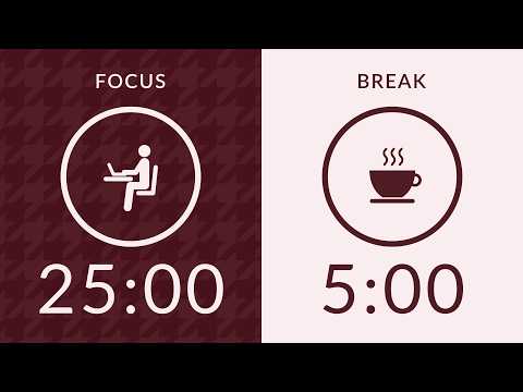 25/5 Pomodoro Timer with Brown Noise 🎧 2-Hour Study with Me for Deep Focus & ADHD ✨