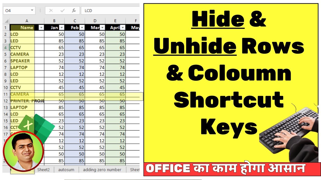 Excel Tips : How to Hide & Unhide Rows and Coloumns | Excel Shortcuts ...