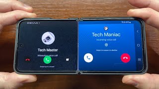 Samsung Z Flip4 Split Screen Landscape Incoming Call: WhatsApp vs Google Duo \&  WhatsApp vs Viber