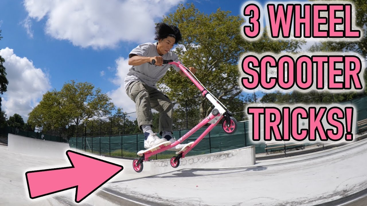 3 WHEEL SCOOTER TRICKS! YouTube