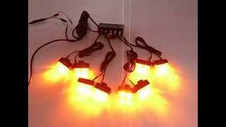 8 PIECE GRILL MOUNT LED EMERGENCY FLASHING STROBE LIGHT SET   AMBER