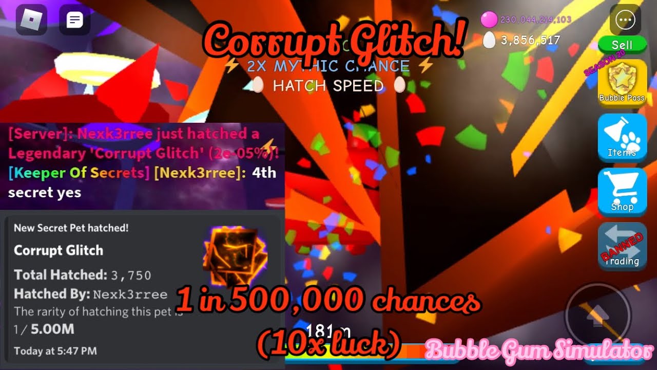 I hatched Corrupt Glitch! | Roblox: Bubble Gum Simulator