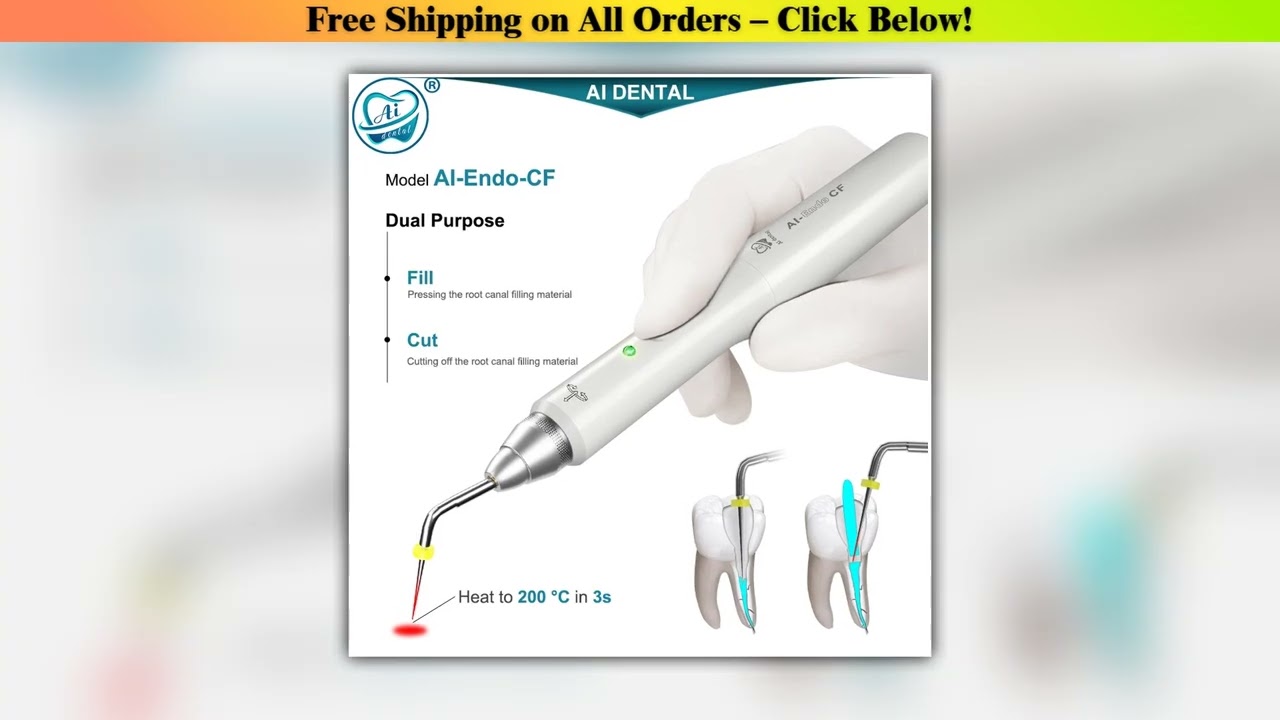 Dental Gutta Percha Cutter Divice Obturation System Pen 3 Second Rapid Heating with 2 Tips for
