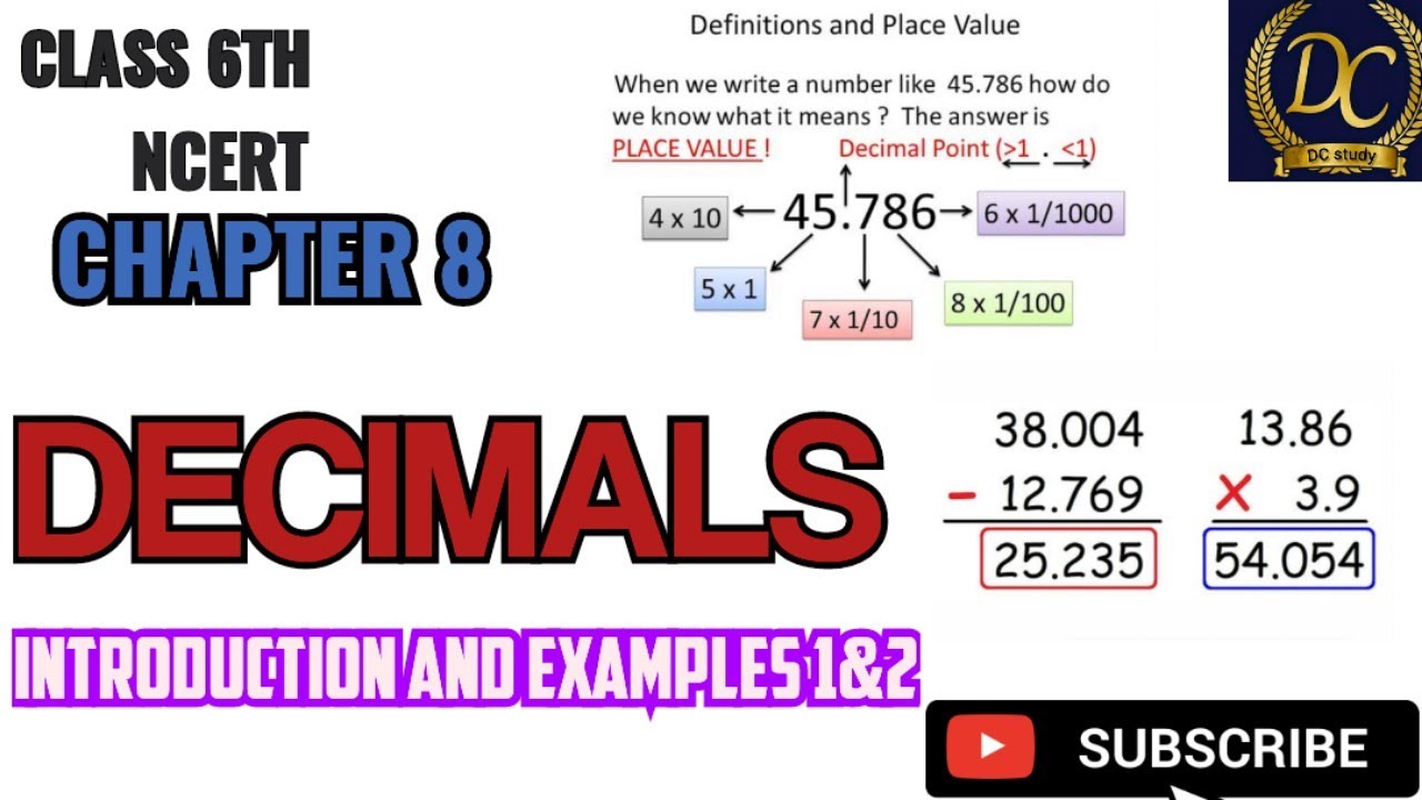 Class 6th Maths Chapter 8 decimal introduction #video #introduction # ...