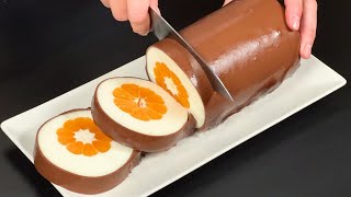 Just milk and mandarin! No one will guess how you prepared it! Nobake dessert!