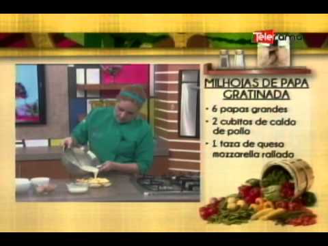 Milhojas de papa gratinada