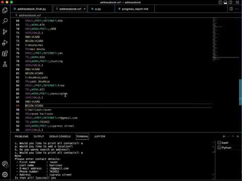 Address book (vcf) Project using Python
