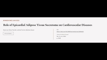 Role of Epicardial Adipose Tissue Secretome on Cardiovascular Diseases | RTCL.TV