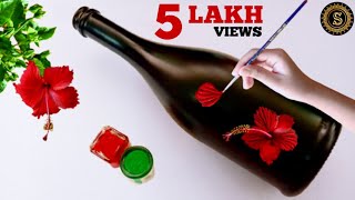 DIY - Bottle Art / One Stroke Painting Flowers / Quick & Easy Bottle Art for Beginners / Dr.Shola