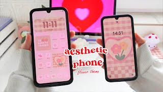 make your android homescreen aesthetic ♡ cute pink flower theme ♡ screenshot 4