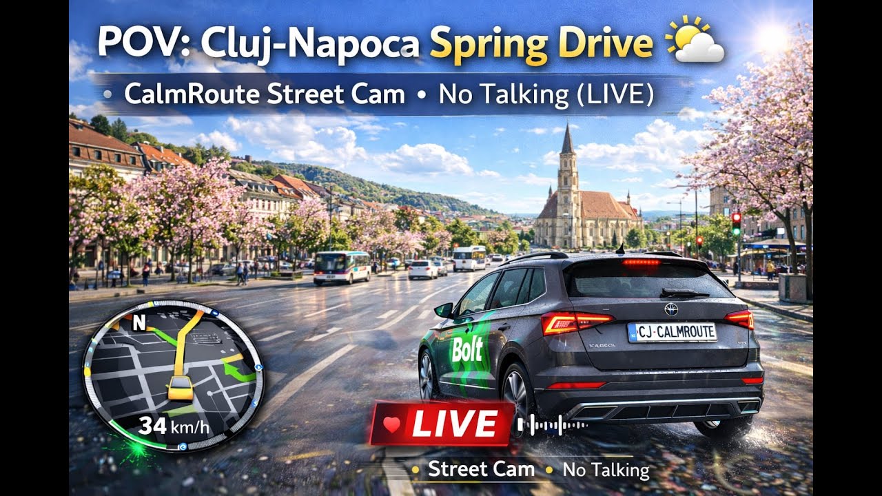 Cluj-Napoca • Spring City Cruise 🌤️ | CalmRoute • No Talking