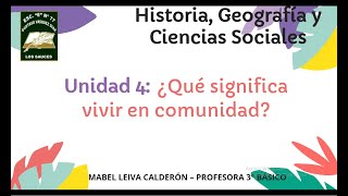 Unidad 4 Lección 1 'En una comunidad todos tenemos derechos' 3° año básico Historia, Geografía y Cs.
