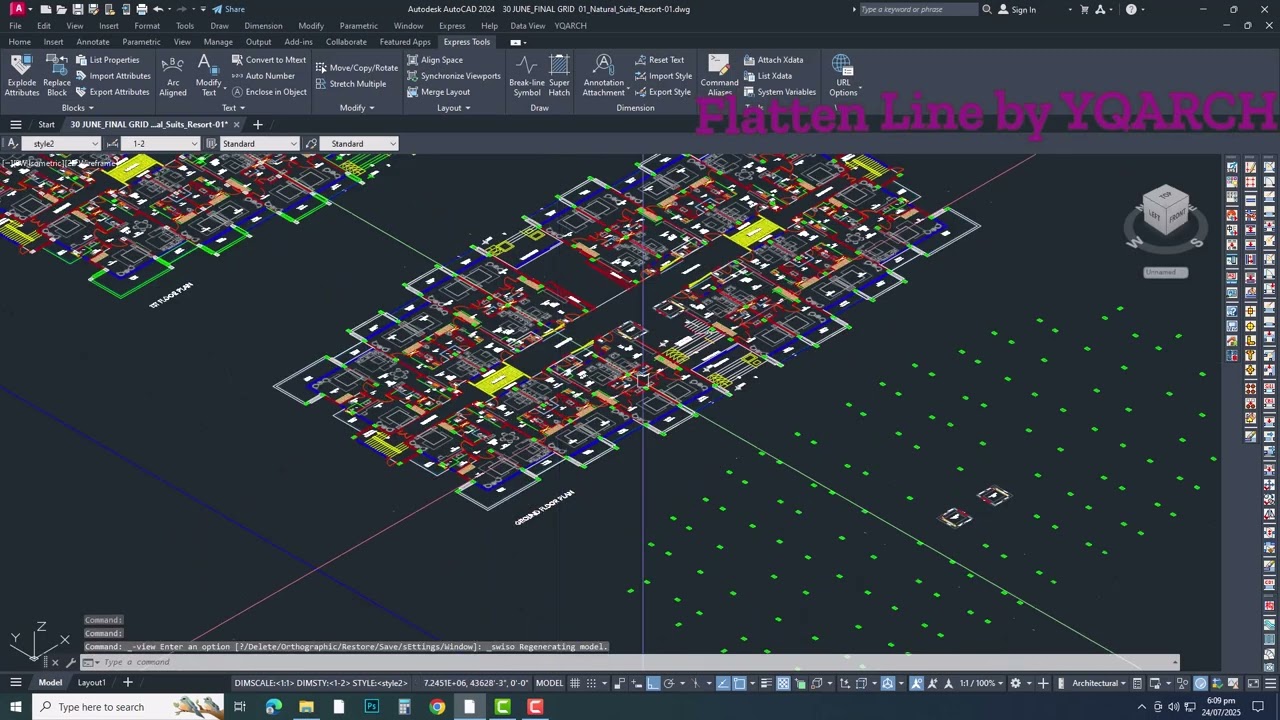 Flatten Line Into Cad plugin YQARCH