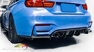 Autunik.com - Carbon Fiber Look Rear Diffuser V-Style For BMW F80 M3 F82 F83 M4 di121