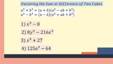 FACTORING THE SUM OR DIFFERENCE OF TWO CUBES