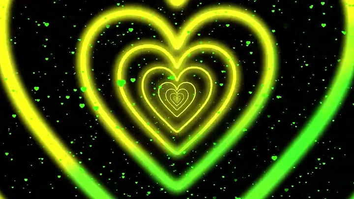 12 HOURS of Aura Led Lights Heart tunnel loop 💛 Green and Yellow heart background