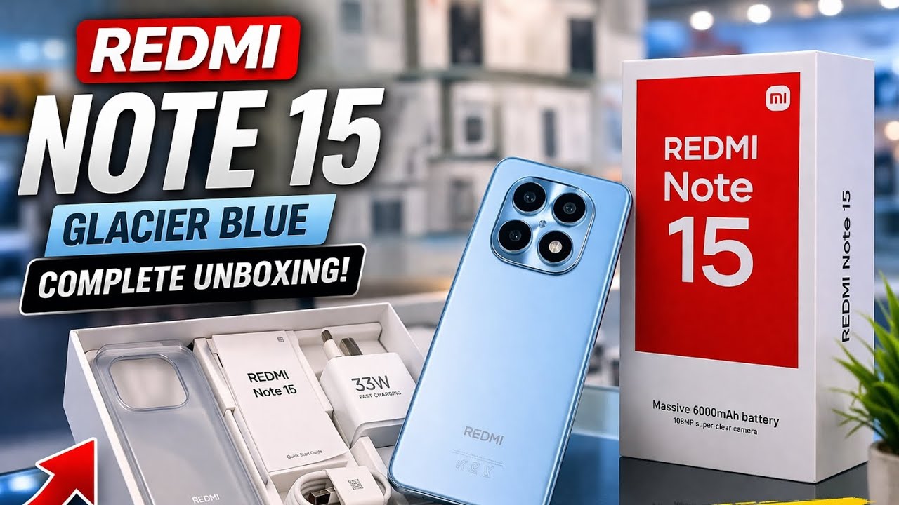 Redmi Note 15 Glacier Blue Complete Unboxing 🔥 First Look - YouTube