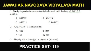 Navodaya Vidyalaya Class 6th model paper  2022 Math Part 119  navodaya Vidyalaya entrance Exam 2022 screenshot 5