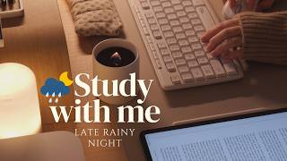 🌙 3-HOUR STUDY WITH ME Late at Night | 🌧️ Rainy Night | Pomodoro 50/10 | No Music