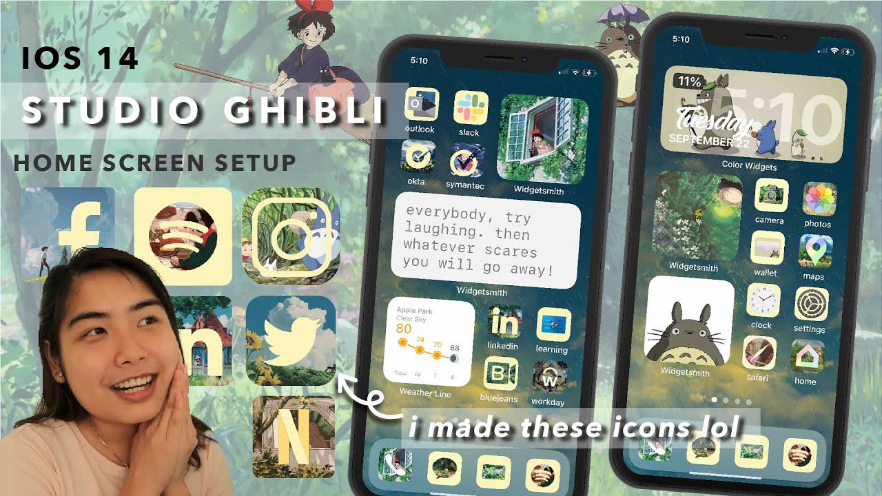 지금까지 본 것 중 가장 EXTRA iOS 14 홈 화면 설정 🙈 // STUDIO GHIBLI 테마!