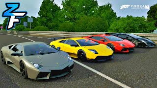 Lamborghini Veneno vs Aventador LP700-4 vs Murciélago LP670-4 SV vs Reventón Drag Race! | Forza 7