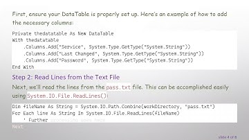 How to Populate a DataTable from a Text File in VB.NET WinForms